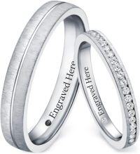 wholesale TOUPOP Moissanite Personalized Engagement Ring Sets For Him And Her 10k/14k/18k/925 Sterling Silver Moissanite Wedding Couple Rings Set Anniversary Valentine's Day Christmas Gifts For Women Wife Bridal -undefined