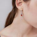 wholesale 925 Sterling Silver Red Agate Rose Drop Dangle Chain Earrings Gothic Jewelry-0-3