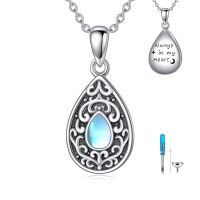 wholesale 925 Sterling Silver Moonstone Teardrop Urn Pendant Necklace Always In My Heart Memorial Keepsake-2-Celtic knot