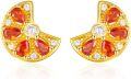 wholesale 925 Sterling Silver Plated Gold  Orange Stone Flower Stud Earrings for Women-0-0