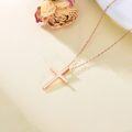 wholesale 14K Rose Gold Simple Cross Pendant Necklace for Women - Chain Length: Adjustable from 32cm to 47cm-0-3