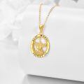 wholesale 14k Gold Saint Michael Protect Us Winged Angel Oval Pendant Necklace-0-1
