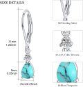 wholesale 925 Sterling Silver Teardrop Turquoise & Cubic Zirconia Dangle Earrings for Women-0-4