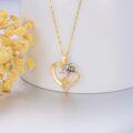 wholesale 14K Gold Heart-Shaped Calla Lily Pendant with White Stones and Accents - 16 Chain (Length Options)-0-2
