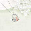 wholesale 925 Sterling Silver Dinosaur Heart Charm Friendship Necklace for Women and Girls-0-2