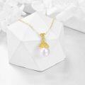 wholesale 14K Gold Freshwater Pearl Triquetra Trinity Knot Pendant Necklace-0-2