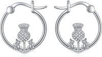 wholesale 925 Sterling Silver Thistle Flower Hoop Earrings for Women Girls -Scottish Thistle