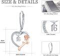 wholesale 925 Sterling Silver 925 Rose Gold Plated Heart with Floral Drop Earrings for Girls and Women-0-3