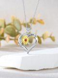wholesale 925 Sterling Silver Heart Sunflower Pendant Necklaces for Women Gifts-0-3