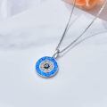 wholesale 925 Sterling Silver Blue Opal Evil Eye Pendant Necklace for Women Greek Protection s-0-2