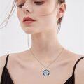 wholesale 925 Sterling Silver Blue Crystal Mermaid Pendant Necklaces for Women Ocean Wave  45cm Chain Length-0-4