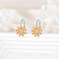 wholesale 925 Sterling Silver Sparkly Orange Crystal Sunflower Drop Earrings for Women-0-2