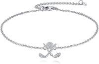 wholesale 925 Sterling Silver Golf Club Charm Bracelet with Cubic Zirconia Stones for Women's Gifts-Golf