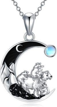 wholesale Sterling Silver Gothic Jewelry Bat Cat Wolf Dragon Owl Fox Spider Sun Pendant-Mama Bear with 3 Clubs