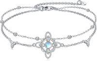 wholesale 925 Sterling Silver Adjustable Charm Bracelet with Celtic Knots and Moonstone for Women Girls -Witches Knot Moonstone