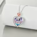 TOUPOP Sterling Silver Crystal Necklace For Daughter I Love You Rose Flower Jewelry-0-3