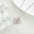 wholesale 925 Sterling Silver 60th Anniversary Rose Flower Love Heart Pendant Necklace for Women-0-3