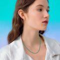 wholesale 925 Sterling Silver Green Cubic Zirconia Tennis Chain Necklace For Women-0-11