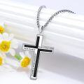 wholesale 925 Sterling Silver Black Enamel Inspirational Cross Pendant Necklaces for Men & Women-0-1