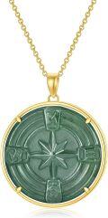 wholesale 14K Gold Plated 925 Sterling Silver Jade Compass Necklace for Women - Hypoallergenic Lucky Jewelry Gift-0-0