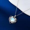 wholesale 925 Sterling Silver Heart-Shaped Blue Moonstone & Cubic Zirconia Pendant Necklace for Women-0-2