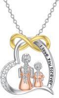 wholesale 925 Sterling Silver & Cubic Zirconia Mother Daughter Necklace Set with Infinity Heart Pendant - I Love You Forever Engraved - Gift for Mom Grandma Wife-0-0