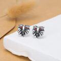 wholesale 925 Sterling Silver Wolf Head Stud Earrings with Red Eyes and Spikes - Gothic s for Women & Men-0-4