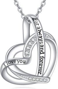 wholesale 925 Sterling Silver Heart Love Forever Engraved Pendant Necklace for Women-Double Heart
