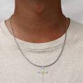 wholesale 925 Sterling Silver Nail Cross Pendant with Gold Rope Knot Chain - Mens Religious Jewelry-0-1