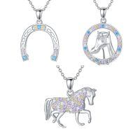 wholesale 925 Sterling Silver Horse Pendant Necklace-Horse