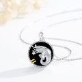 wholesale 925 Sterling Silver Aquarius Zodiac Sign Black Onyx Gemstone Pendant Necklace for Women Men s-0-3