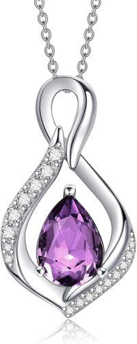 wholesale 925 Sterling Silver Infinity Teardrop Birthstone Necklace for Women Forever Love Jewelry Gift-02 Feb