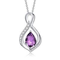 wholesale 925 Sterling Silver Orange Topaz Drop Pendant With Zirconia-02 Feb