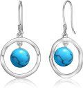 wholesale 925 Sterling Silver Turquoise Round Drop Earring for Women -0-0