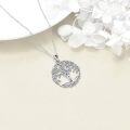 wholesale 925 Sterling Silver Zirconia Tree of Life 7 Chakra Pendant Necklace-0-4