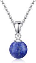 wholesale 925 Sterling Silver Purple Amethyst Round Bead Pendant Necklace-0-20