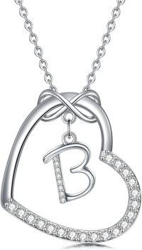 wholesale Sterling Silver Heart Initial Necklace Infinity A Z Letter Necklaces for Women-B