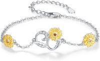 wholesale 925 Sterling Silver Gold Plated Sunflower Charm Anklet for Women Girls' -Anklet