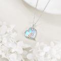 wholesale 925 Sterling Silver Girl Hugging Dog Heart Moonstone Pendant Necklace I Love You Forever-0-3