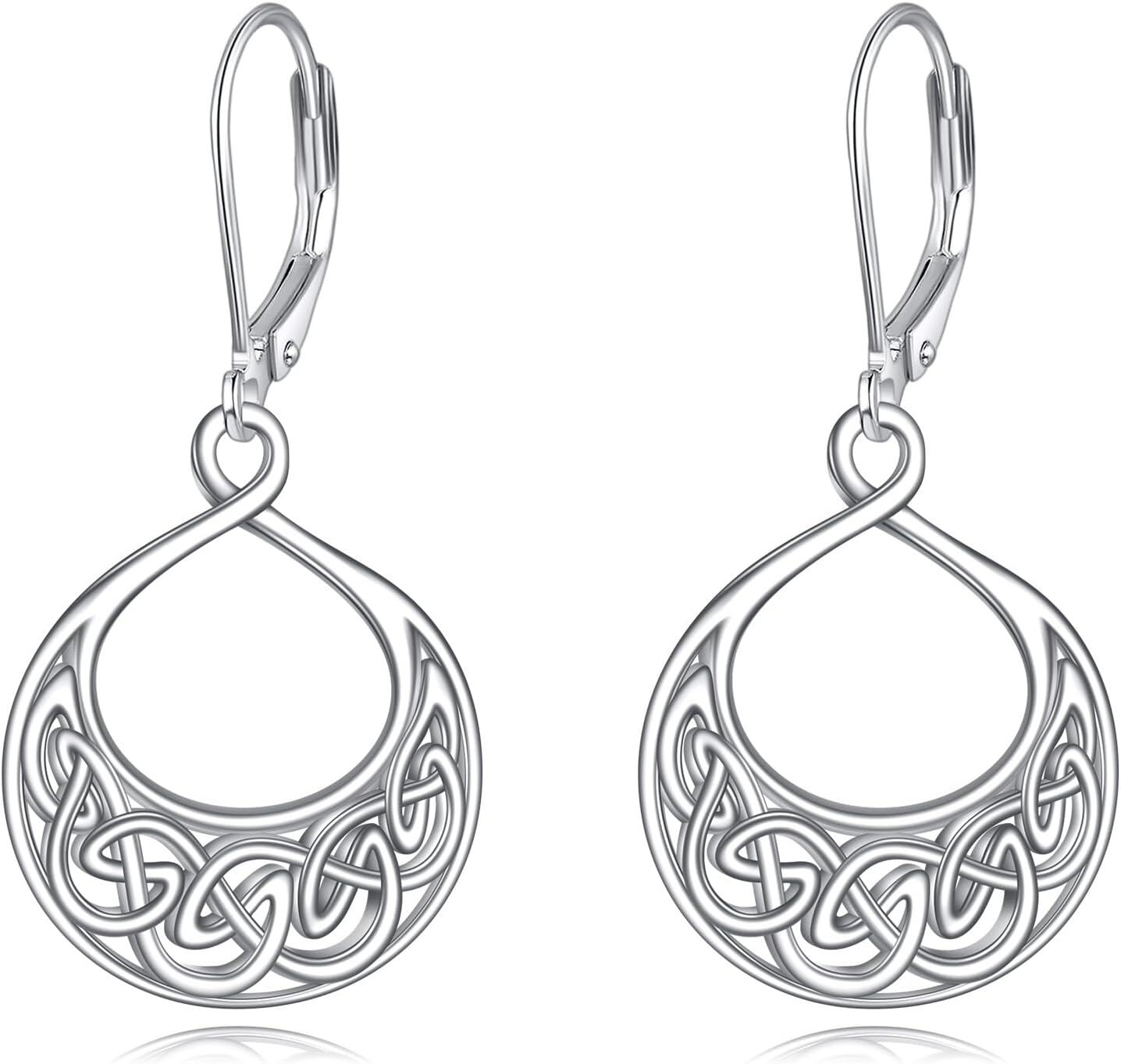 wholesale 925 Sterling Silver Celtic Knot Teardrop Dangle Earrings - Irish  for Women-0-0