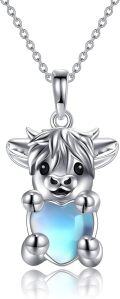wholesale 925 Sterling Silver Moonstone Pendant - Cute Cow Design Necklaces for Women's  Ideas-0-0