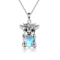 wholesale 925 Sterling Silver Moonstone Pendant - Cute Cow Design Necklaces Wholesale for Women's  Ideas-Highland Cow