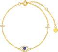 wholesale 14K Gold Cross & Heart Charm Evil Eye Adjustable Bracelet (Size: S/M/L/XL)-0-0