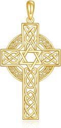 wholesale 14K Gold Celtic Knot Star of David Cross Pendant Necklace Religious s for Men & Women-0-0