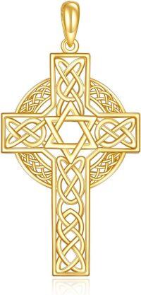 wholesale 14K Gold Celtic Knot Star of David Cross Pendant Necklace Religious s for Men & Women-Celtic Star of David Pendant