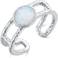 wholesale 925 Sterling Silver Opal Blue Butterfly Adjustable Ring for Women-style 02