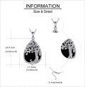 wholesale 925 Sterling Silver Black Onyx Tree of Life Necklace - Symbol of Growth, Strength & Rebirth - 0.68x0.94 Teardrop Pendant, 18+2 Chain - Hypoallergenic Gift for Women/Men-0-4