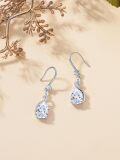 wholesale Sterling Silver Diamond April Birthstone Teardrop Dangle Earrings 22x8mm-0-3