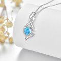 wholesale 925 Sterling Silver Infinity Blue Topaz & White Sapphire Pendant Necklace for Women-0-1