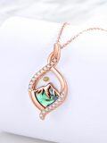 wholesale 925 Sterling Silver Abalone Shell and Crystal Mountain Pendant Necklace for Women-0-1